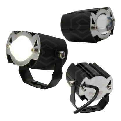 Par De Faros 6 Leds Con Lupa Bicolor 3 Funciones 11w 12-24v