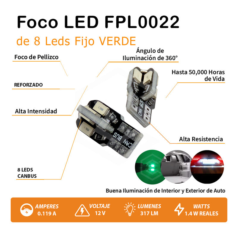 Par Focos De Pellizco 8 Led Canbus Alta Intensidad 12v