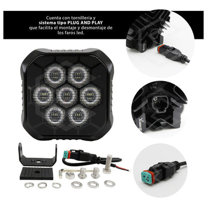 Par Faros 7 Led Luz Blanca Panal Rzr Can Am Atv 35.4w 10-30v