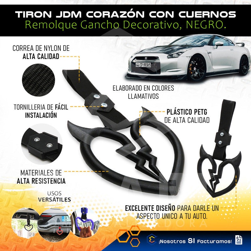 Tiron Corazon Cuernos Jdm Tsurikawa Remolque Gancho Decorati