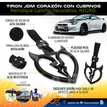 Tiron Corazon Cuernos Jdm Tsurikawa Remolque Gancho Decorati