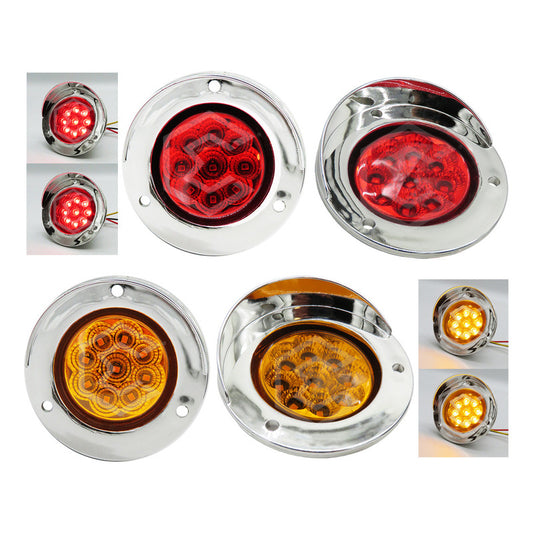 Par Plafon 9 Led Redondo Bisel Cromo 2'' Fijo Estrobo 12-24v