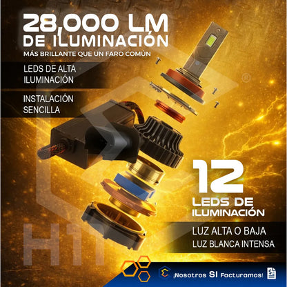 2focos Led H11 Canbus Ventilador Alta Baja 28000lm 71w 9-36v H11