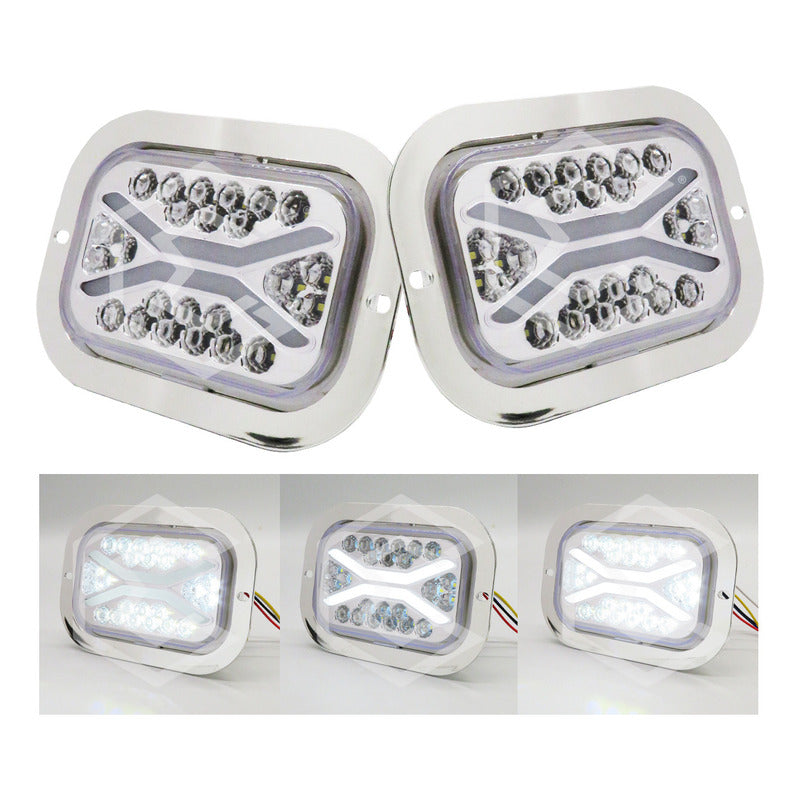 Par De Plafon 24 Leds Rectangular Aro Gel 4 Funciones 12-24v