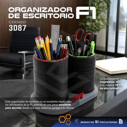 Portalápices Llantas Organizador De Escritorio F1 Pirelli 3d