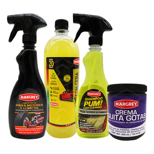 Kit Crema Quita Gotas Pum Shampoo Platinum Limpiador Margrey