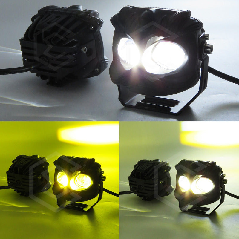 Par De Faros 12 Leds 2 Lupas Bicolor Fijo Estrobo 21w 9-60v
