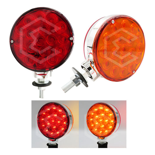 Par De Plafón Direccional Redonda 36 Leds Bicolor 12-24v Rojo / Ambar