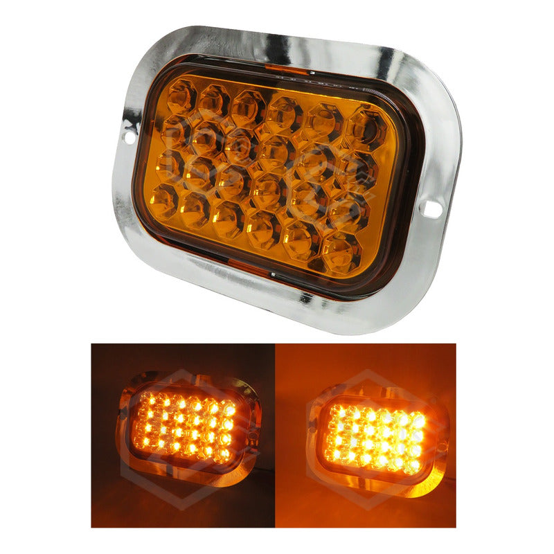 17 Plafón Calavera Rectangular 24 Led Bicel Cromado 12-24v