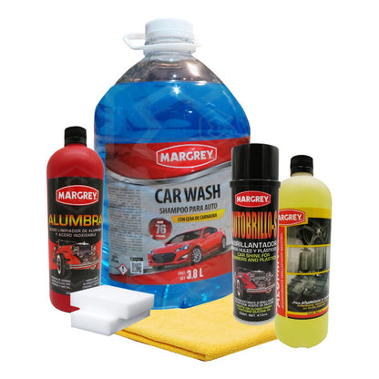 Kit Limpieza Automotriz Margrey Shampoo Abrillantador