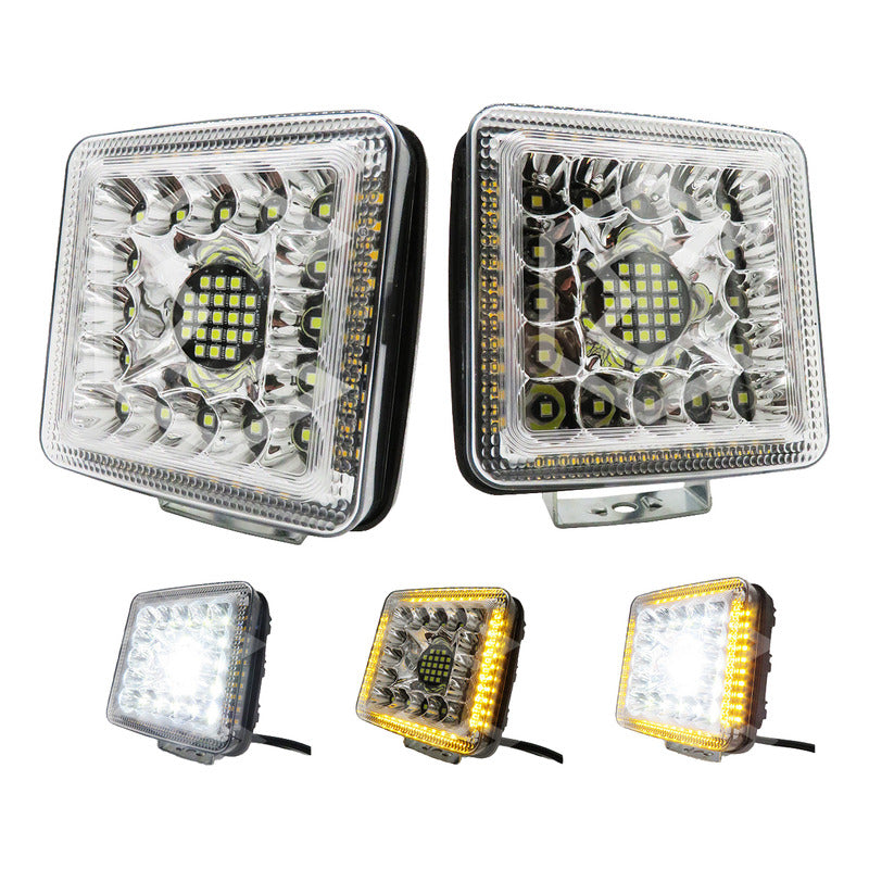 Par De Faros 77 Leds Luz Blanco-ámbar Fijo 20,000lm 12-36v