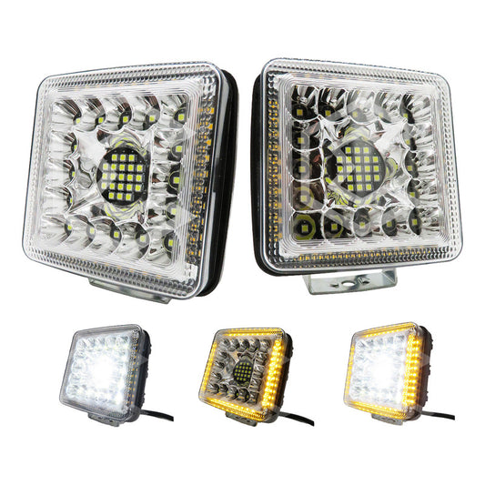 Par De Faros 77 Leds Luz Blanco-ámbar Fijo 20,000lm 12-36v