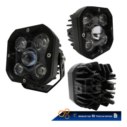 Par De Faros 5 Leds Cuadrado Luz Blanca Fija 60,000lm 9-30v