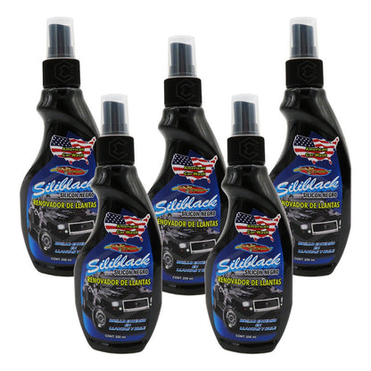 5 Renueva Y Protege Llantas Hules Plásticos Molduras 250ml Negro
