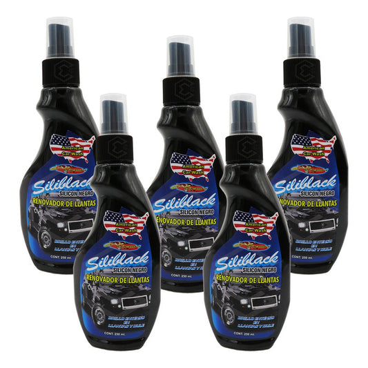 5 Renueva Y Protege Llantas Hules Plásticos Molduras 250ml Negro