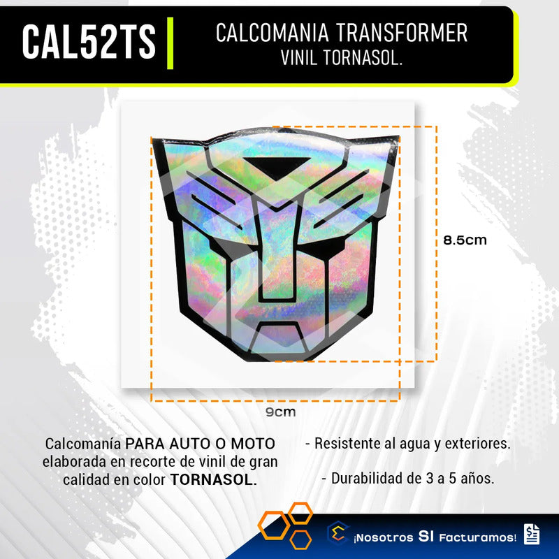 2 Calcomanía Transformers Optimus Tornasol Sticker Vinil 9cm