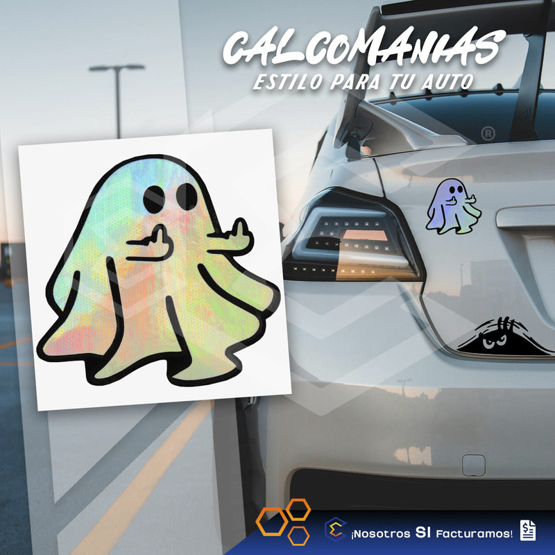 2 Calcomanía Fantasma Grosero Sticker Vinil Auto Moto 10cm