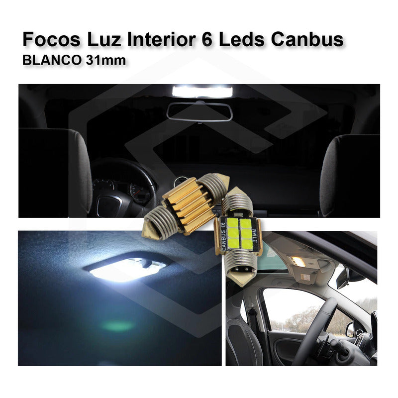Par De Focos Luz Interior 31 36 39 41 Mm 6 Leds Canbus 12v