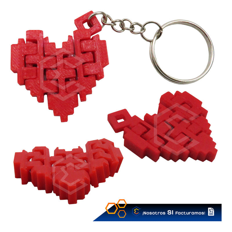 10 Llavero Accesorio Corazón Parejas Articulado Impresión 3d Rojo