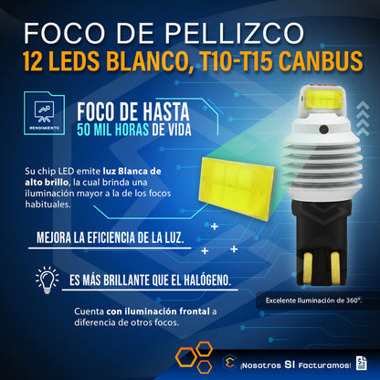 Par De Focos De Pellizco T10 12 Leds Csp Canbus 8.5w 10-60v