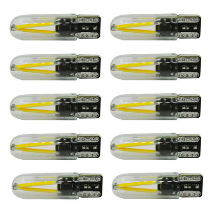 Kit 10 Foco De Pellizco Led Cob Vidrio Filamento Canbus T10