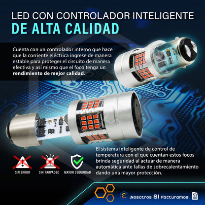 2 Focos 1157 54 Leds Canbus Fijo Ventilador 12v 29w 1000lm