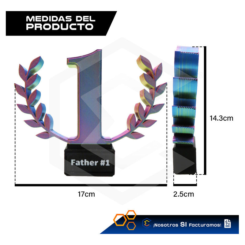Trofeo Premio Papá #1 Regalo Día Del Padre Impresión 3d Petg