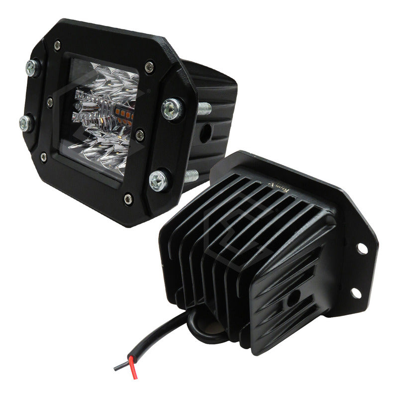 2 Faros Rectangular Bicolor Empotrable 14 Led Estrobo 12/24v
