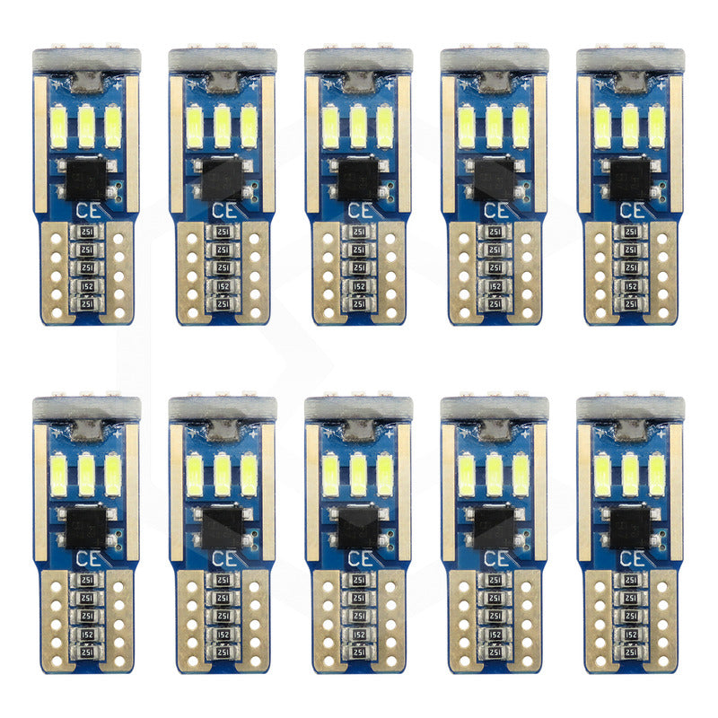Kit 10 Focos De Pellizco T10 9 Leds Canbus No Error 4014 12v