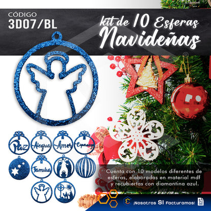 Esferas Navideñas Para Arbol Navidad Diamantina  Kit 10pzas