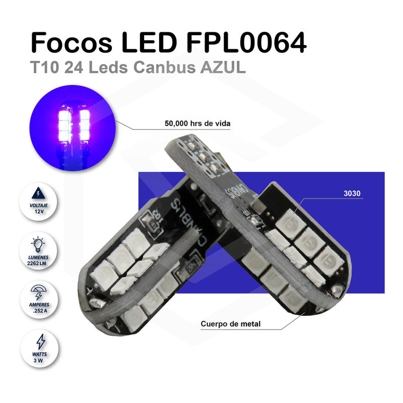 Par De Focos Pellizco T10 24 Leds Canbus 3030 Alta Potencia
