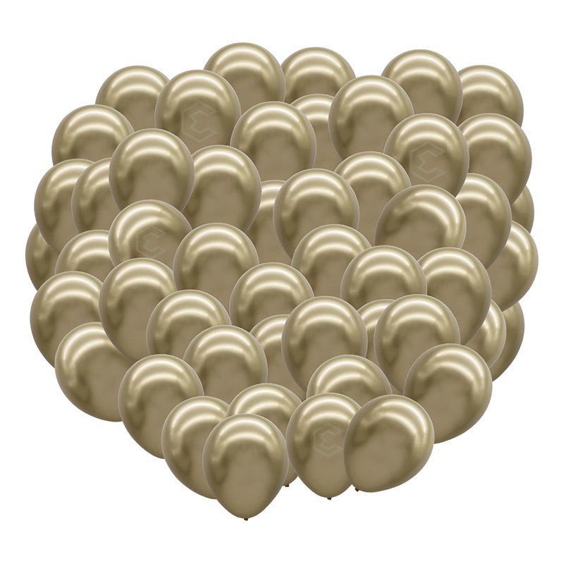 Bolsa 50 Globos Dorado Metálicos #10 Fiestas Y Bodas Latex Dorado