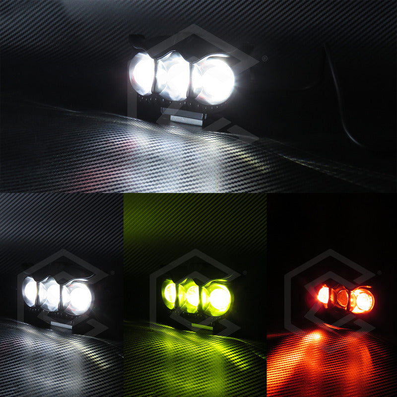 Par Faros 24 Leds 3 Lupas Bicolor Ojo Demonio Estrobo 12-24v