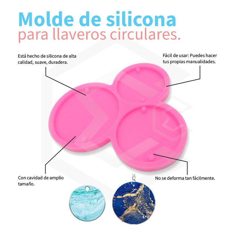 Moldes Circulo Calidad Premium Hacer Llaveros Resina 3 En 1.