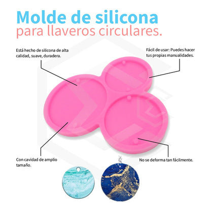 Moldes Circulo Calidad Premium Hacer Llaveros Resina 3 En 1.