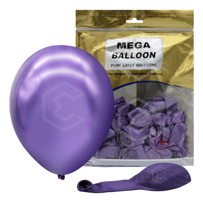 Bolsa 50 Globos Morado Metálizado #10 Fiestas Y Bodas Latex