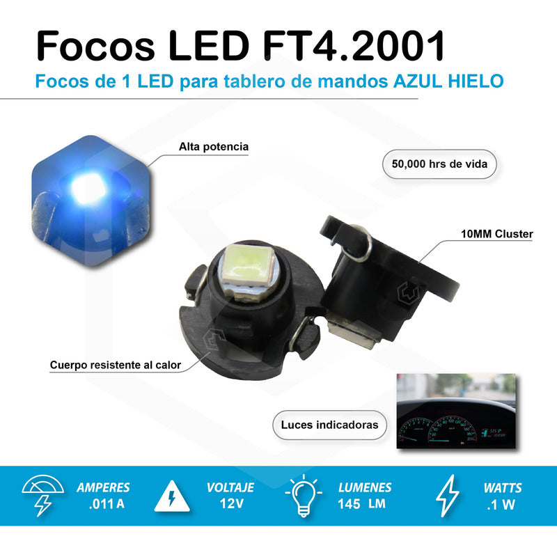 Kit 4 Focos Led T3 T4.2 T4.7 Clúster Para Tablero Fija 12v