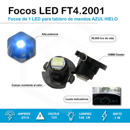 Kit 4 Focos Led T3 T4.2 T4.7 Clúster Para Tablero Fija 12v