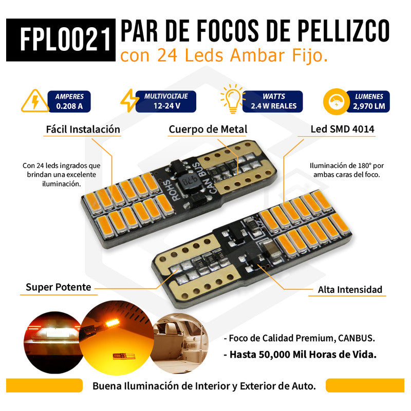 Par Focos De Pellizco 24 Led Canbus Alta Intensidad 12v