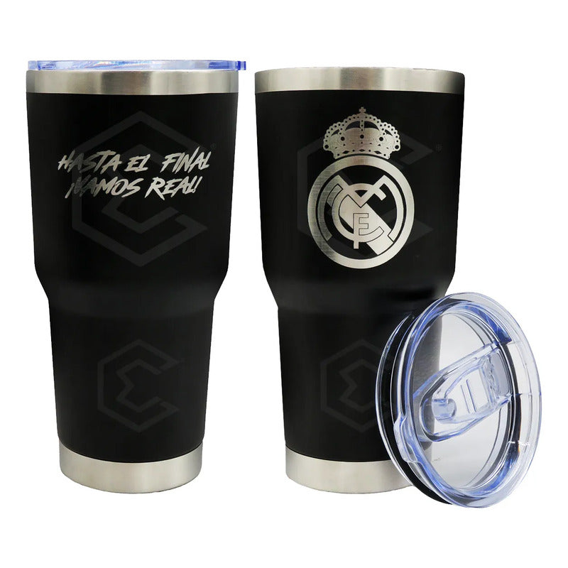 Vaso Termo Real Madrid Champions Láser Acero Inoxidable 30oz Negro Vaso Termo Real Madrid Champions Láser Acero Inoxidable 30oz
