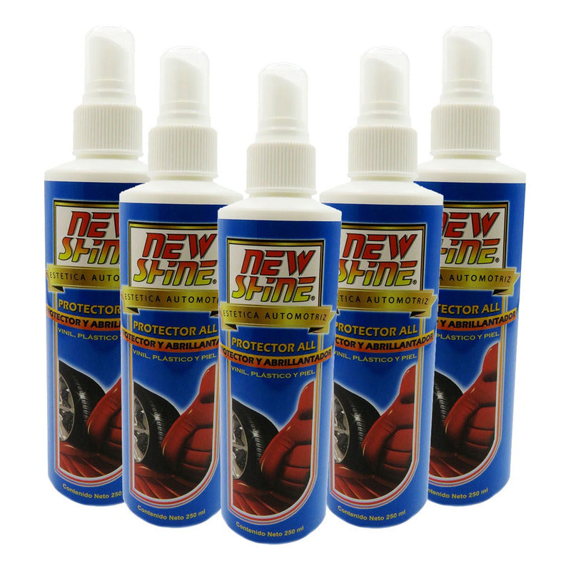 5 Protector All Brillo Renueva Vinil Plastico Piel Sin Aroma Blanco