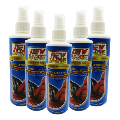 5 Protector All Brillo Renueva Vinil Plastico Piel Sin Aroma Blanco