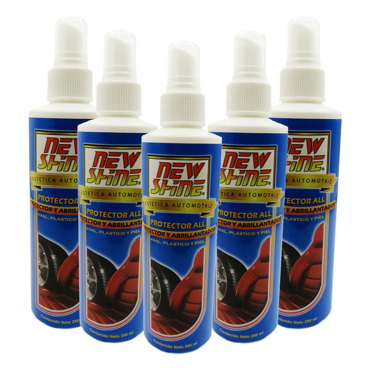 5 Protector All Brillo Renueva Vinil Plastico Piel Sin Aroma Blanco