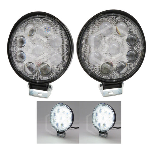 Par De Faros 9 Leds Redondo Luz Blanco Fija 4 Pulgada 9-30v Transparente