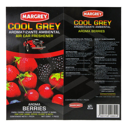 Aromatizante Auto Casa Ambiental Cool Grey Hoja Margrey 1pza