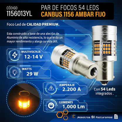 2 Focos 1156 54 Leds Canbus Fijo Ventilador 12v 29w 1000lm