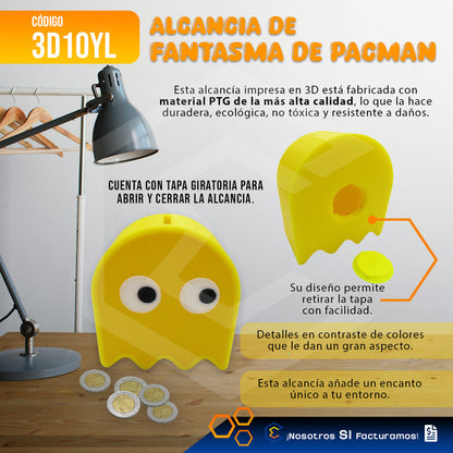 Alcancía Gamer Geek Videojuego Fantasma Pacman Ahorro 3d Ptg