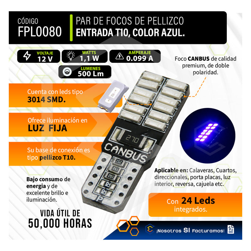 Par De Focos Pellizco 24 Leds Con Canbus Alta Intensidad 12v