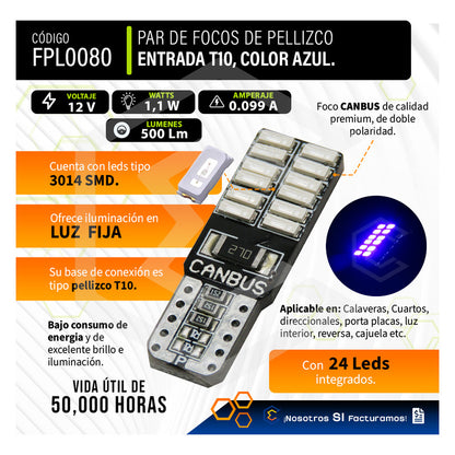 Par De Focos Pellizco 24 Leds Con Canbus Alta Intensidad 12v