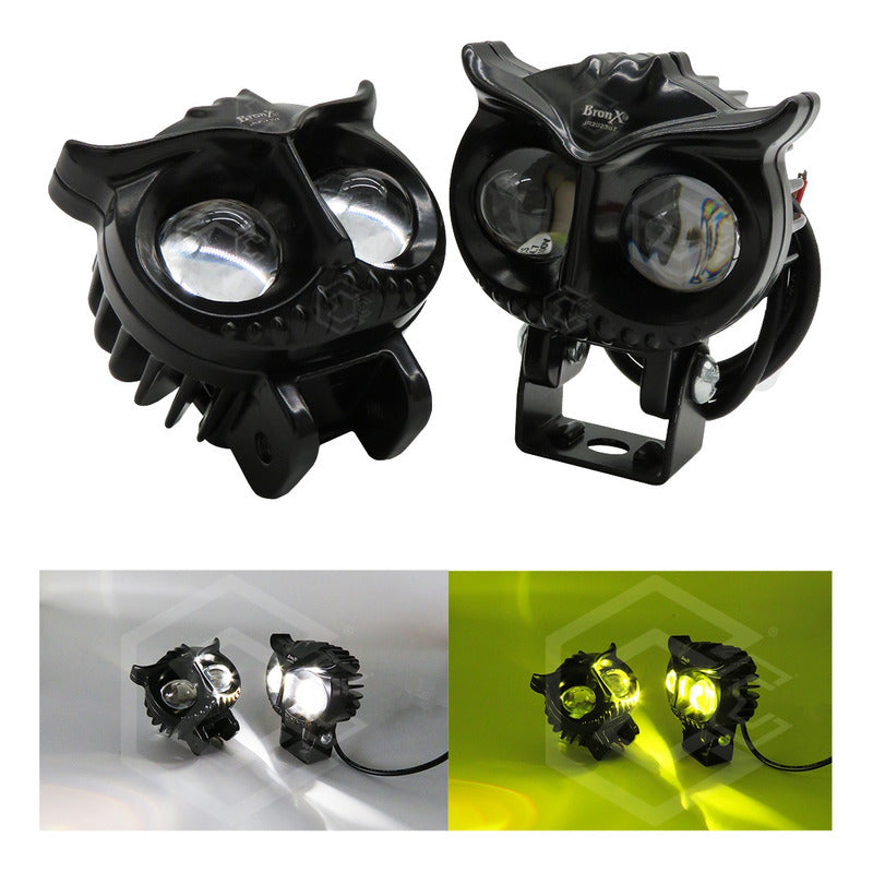 Faros Universal Búho 12 Hiperleds 3 Funciones 12-24v Bicolor